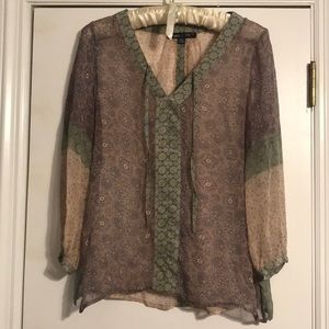 Anthro Patchwork Sheer Blouse